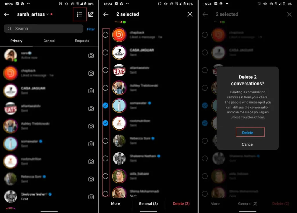 How to delete all messages on Instagram