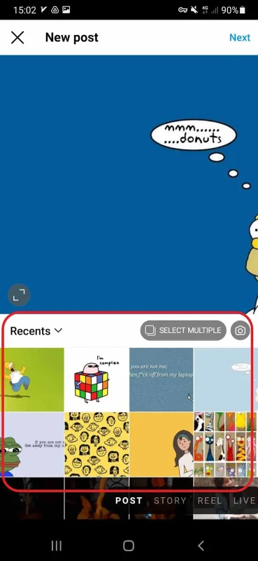 adding camera roll photos to stories