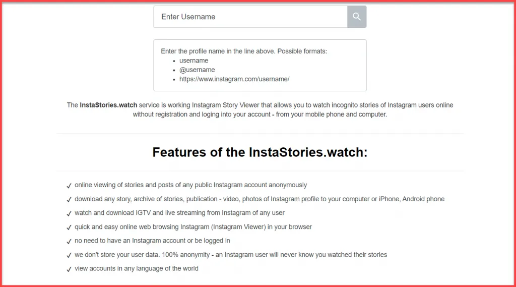 insta stories homepage