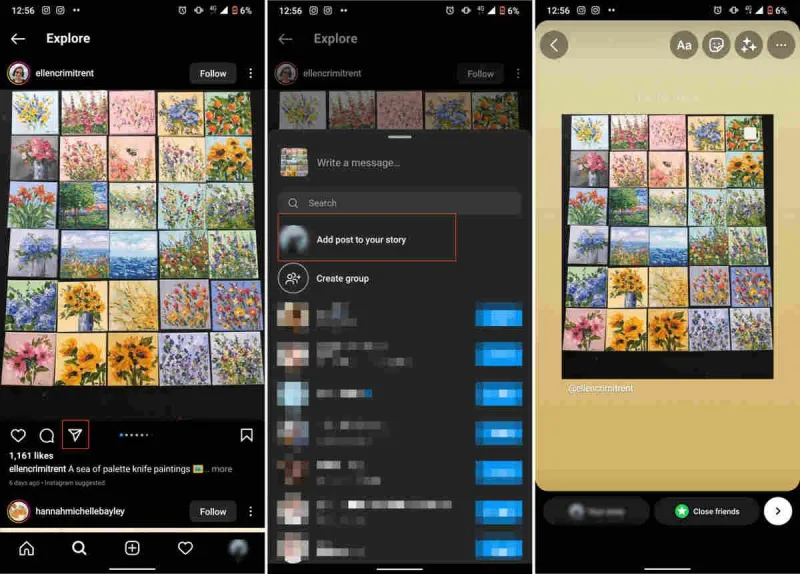 add post to your story
