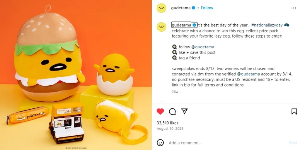 Giveaway prize details