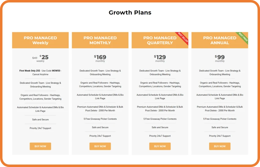 AiGrow growth pricing plans