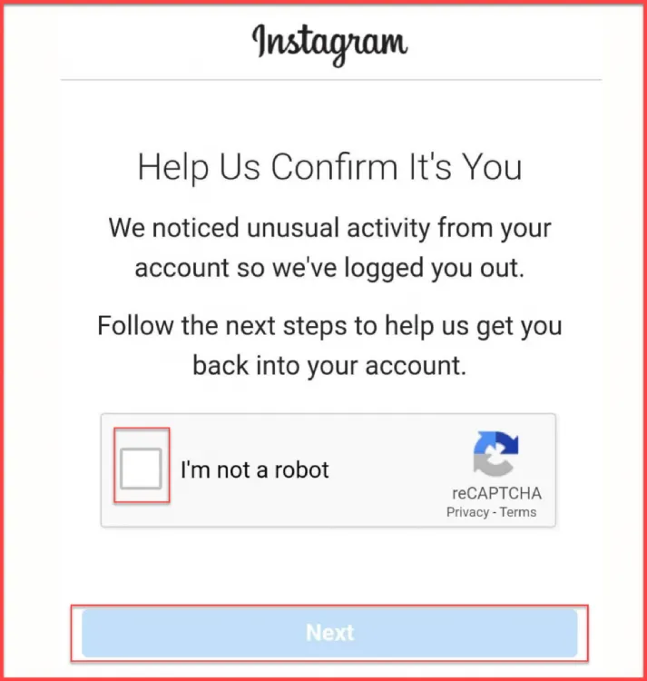Instagram confirm your info on the app error