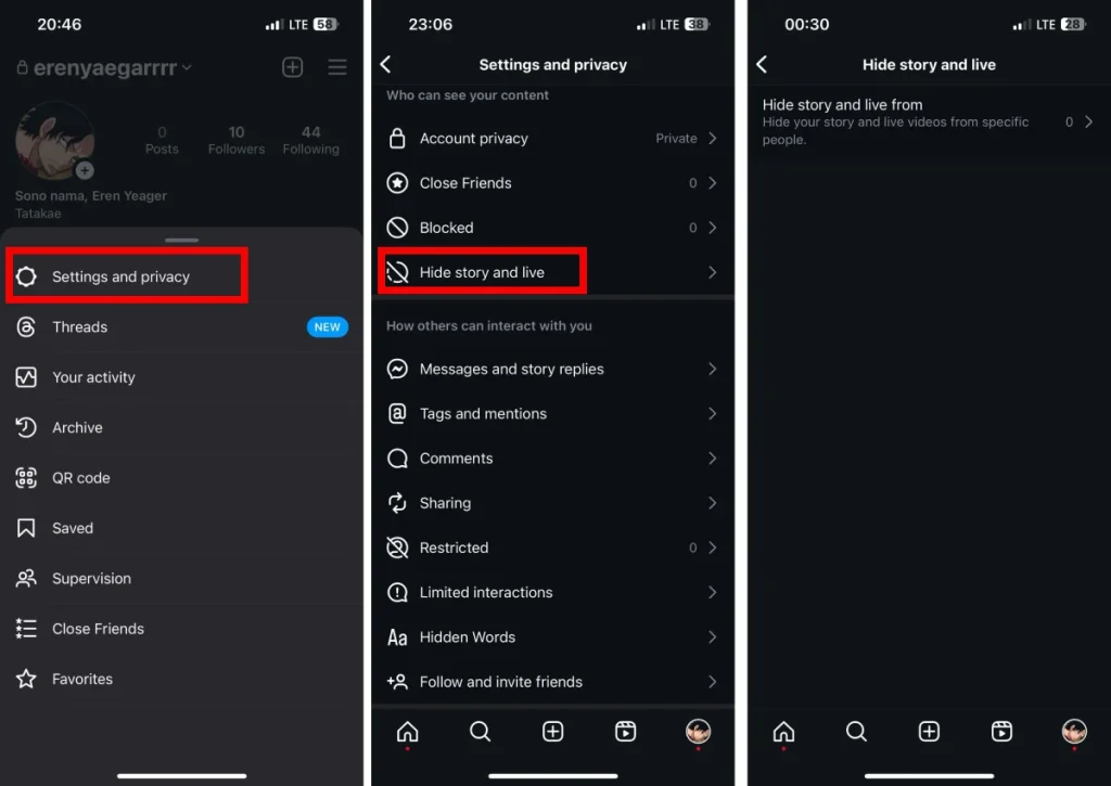 Instagram features: hide your story