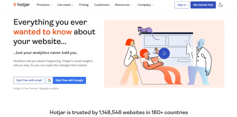 hotjar landing page