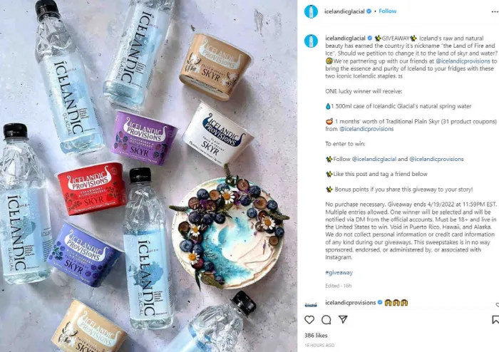 a caption of instagram giveaway example