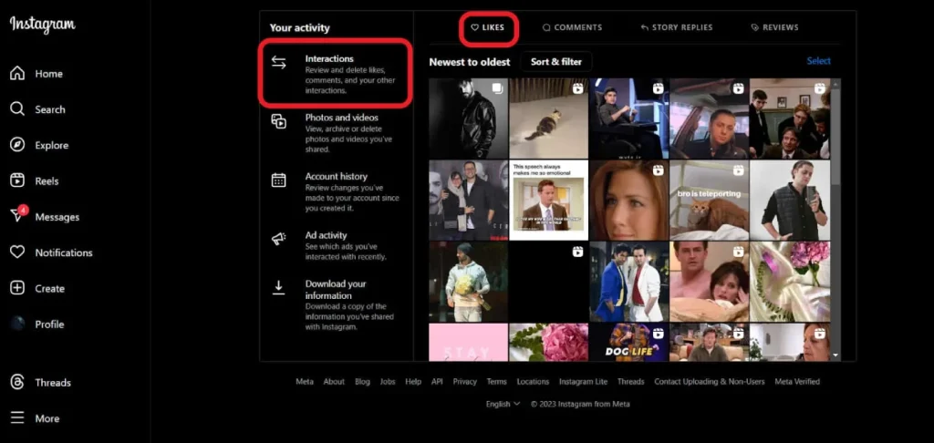 How to see your liked posts on Instagram (PC)