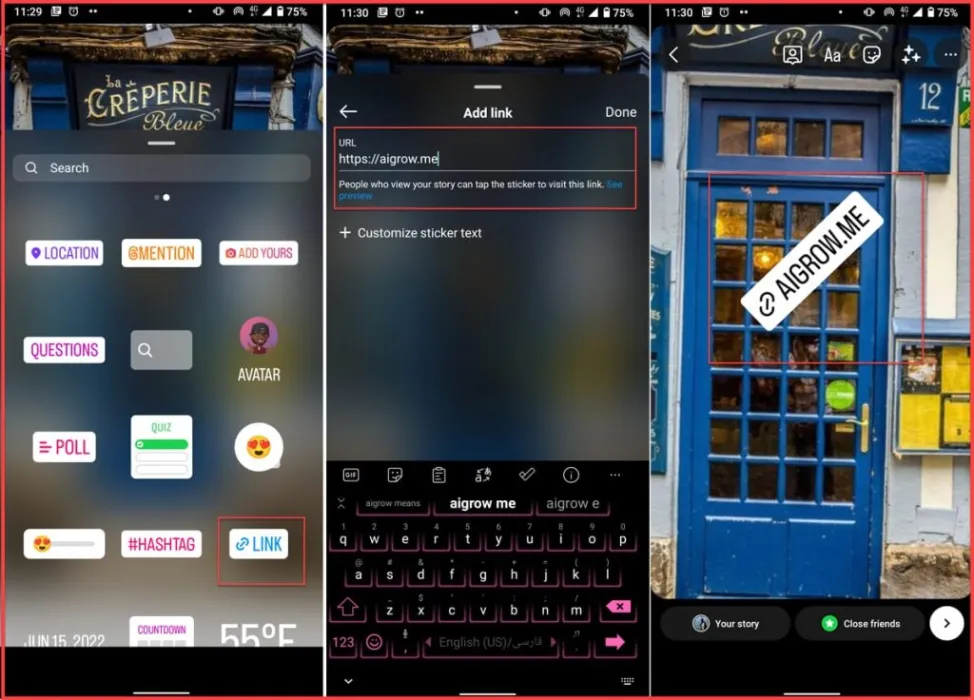 instagram link sticker