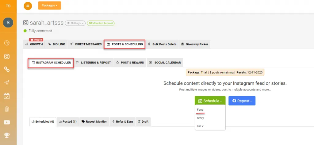 schedule posts with AiGrow