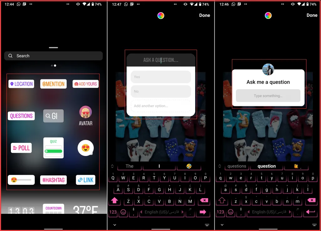 instagram questions and polls
