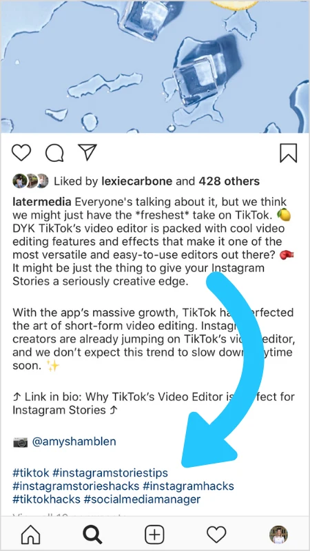 using relevant hashtags for target Audience Research on Instagram
