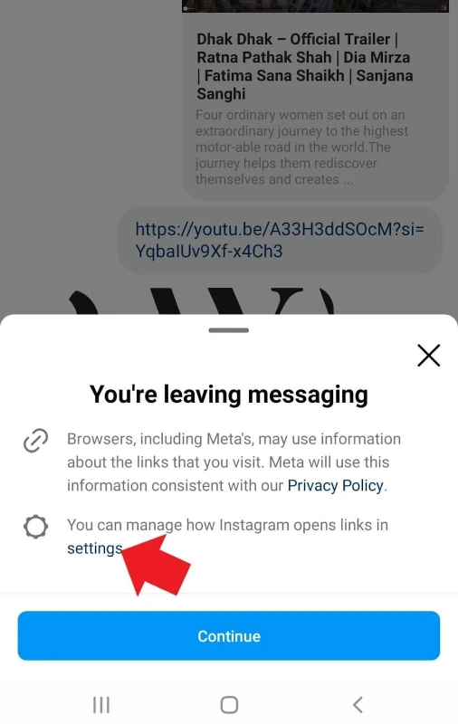 Instagram message links