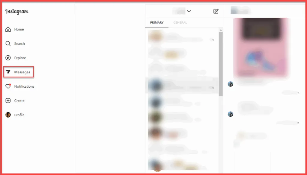instagram inbox on desktop