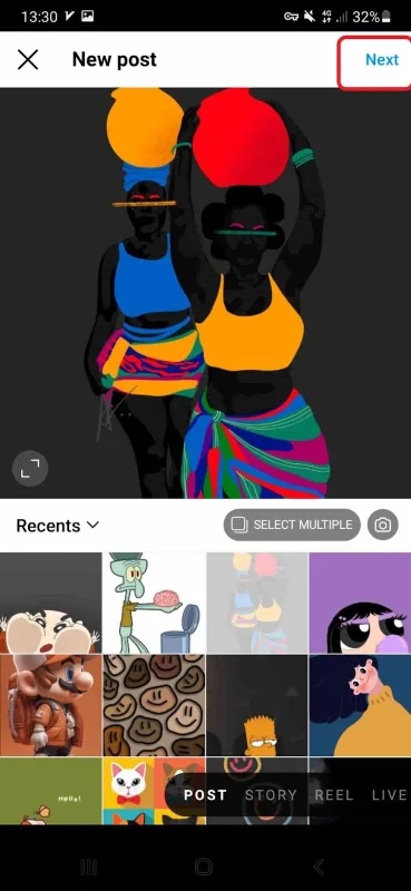 save drafts on Instagram