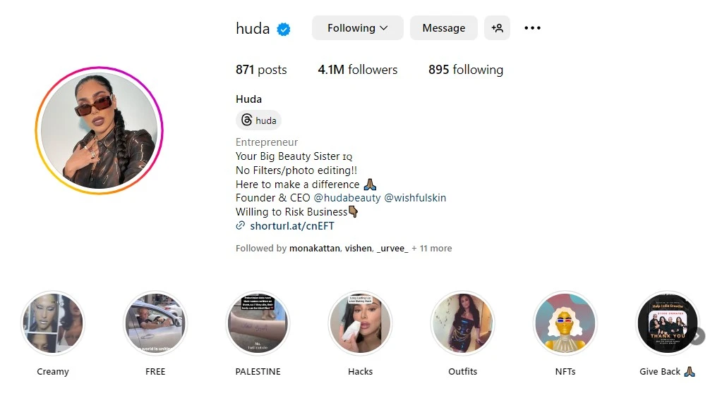 Optimized Instagram profile