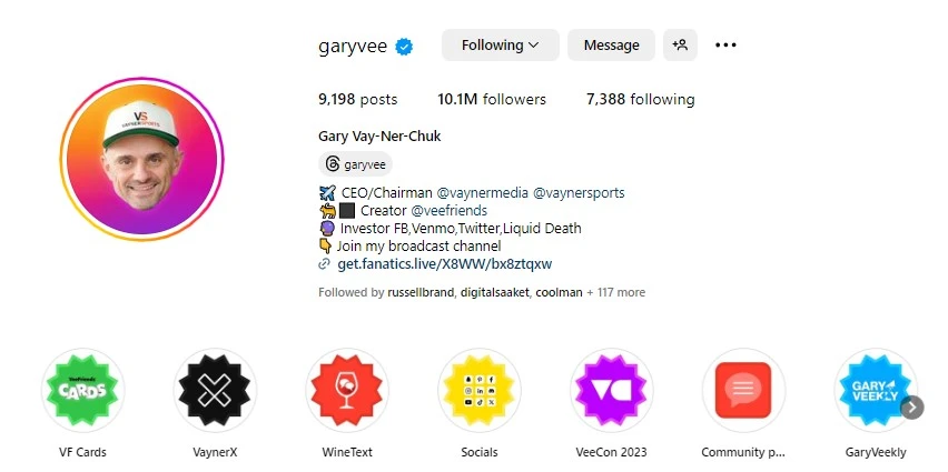 Example of an optimized Instagram profile