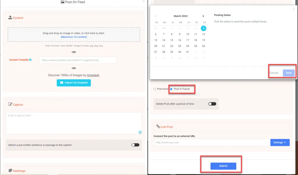 schedule an instagram post