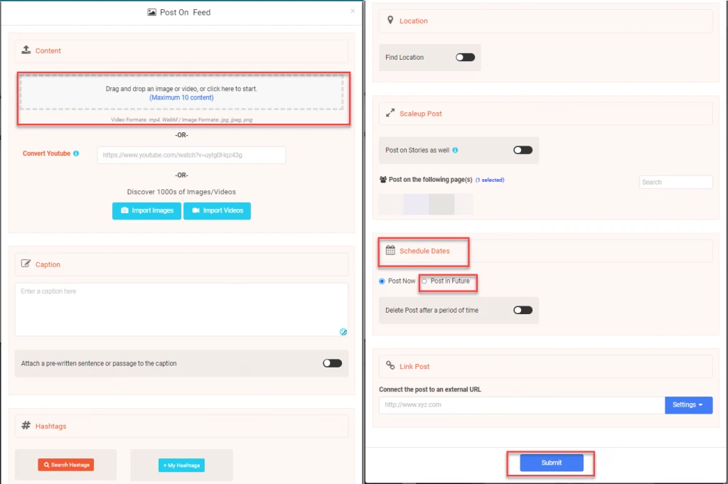 schedule feed posts on AiGrow