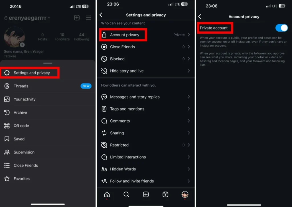 Instagram features: make your account private or public