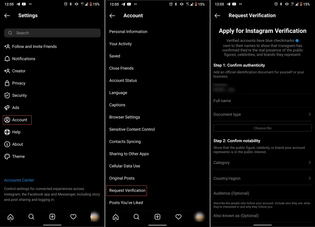 apply for instagram verification badge