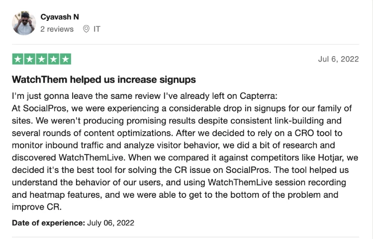 WatchThemLive review by client