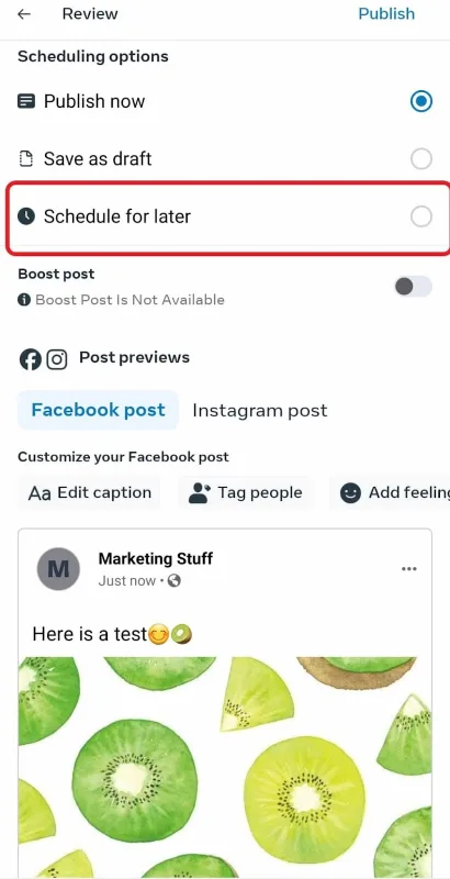 schedule posts for later on meta business