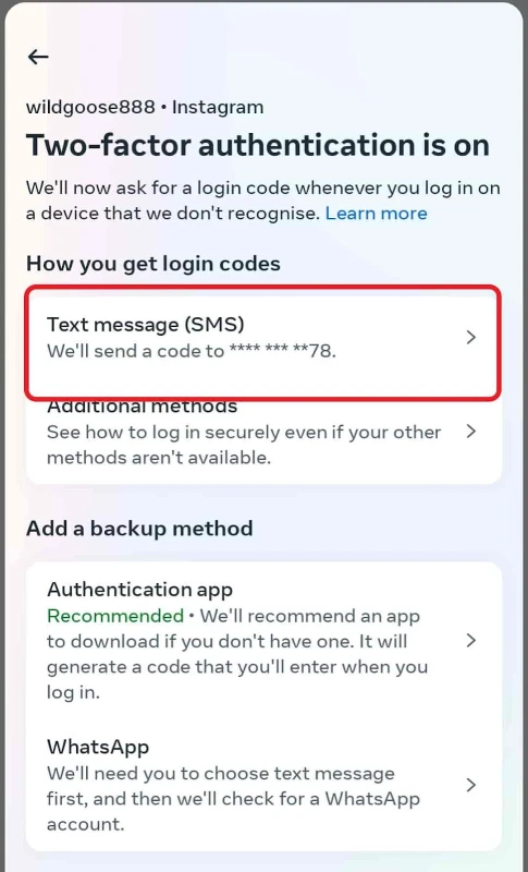 how to disable two-factor authentication on Instagram