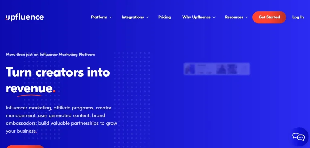 Upfluence homepage- another influencer marketplace