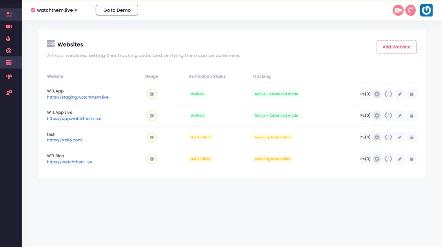 WatchThemLive: Websites