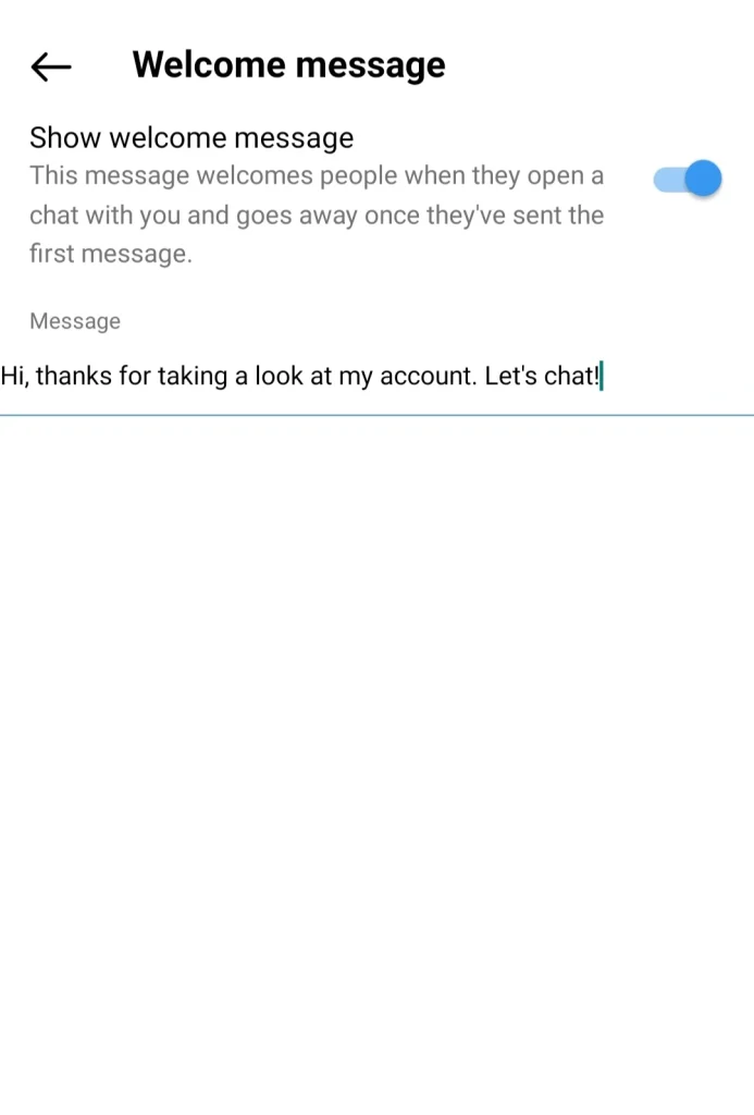 Instagram welcome messages