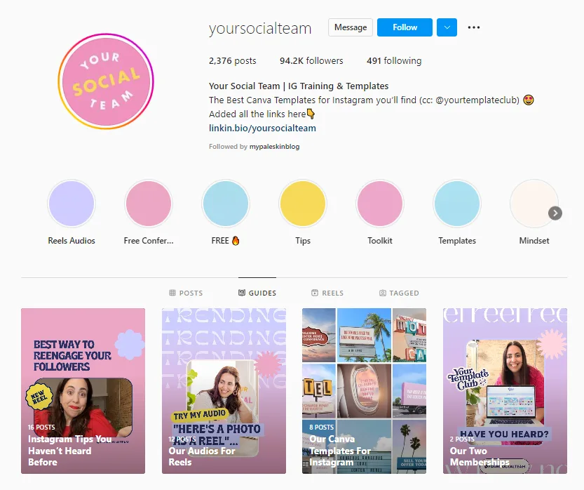 Yoursocialteam Instagram page