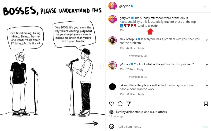 clear CTA in an Instagram caption