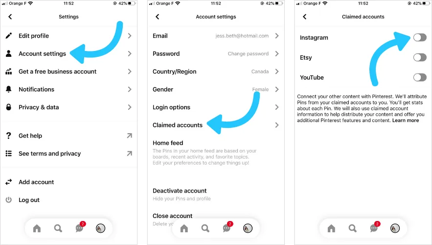 Claim your Instagram on Pinterest