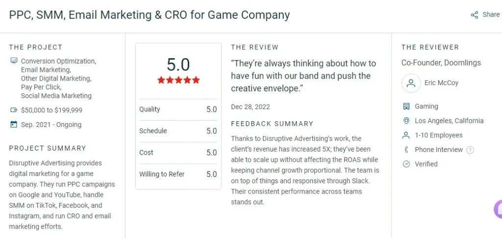 review about disruptive advertising company