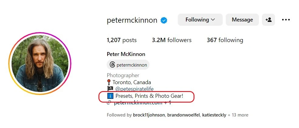 optimize a photography Instagram account