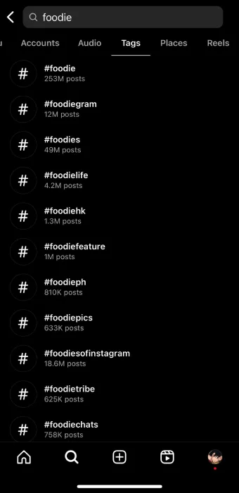 foodie hashtags