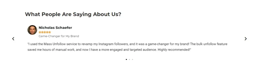 AiGrow's mass unfollow testimonial