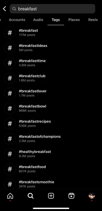 breakfast hashtags