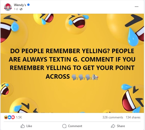 A fun post on Facebook page of a restaurant