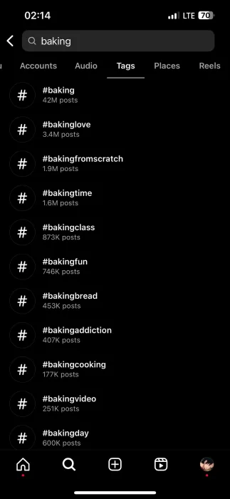 baking hashtags
