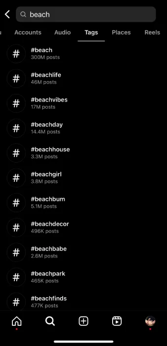beach hashtags