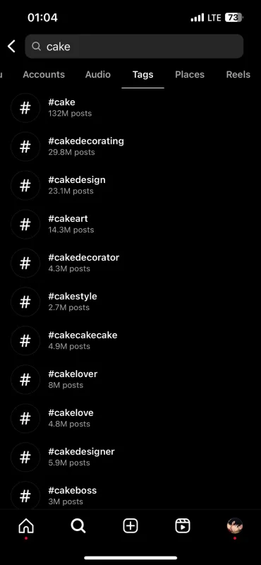 cake hashtags