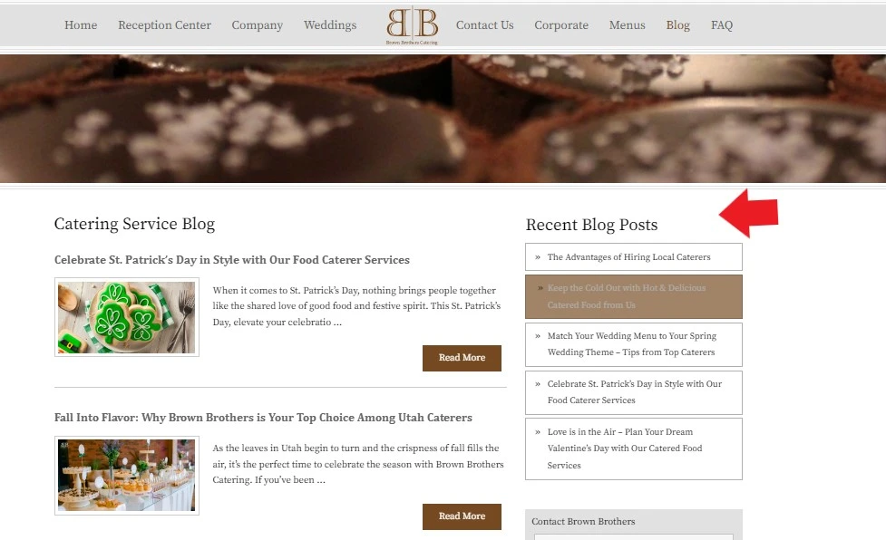 create a blog for catering business