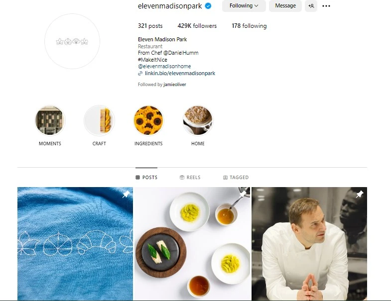 Eleven madison park restaurant on Instagram