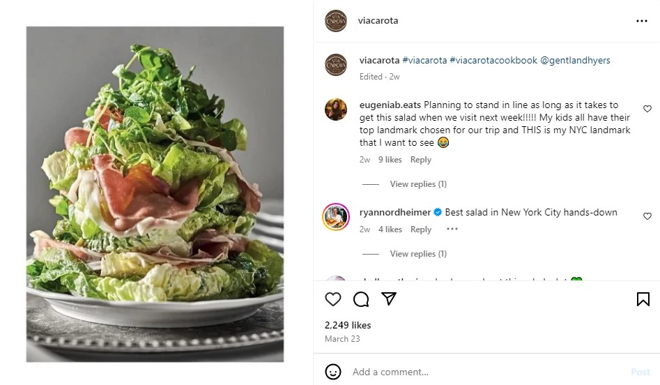 high-quality photos on a restaurant page