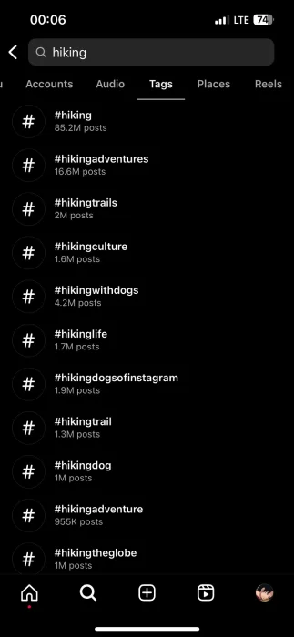 hiking hashtags