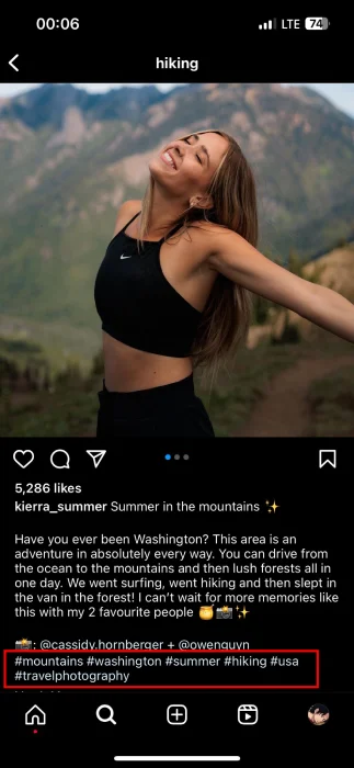 hiking hashtags