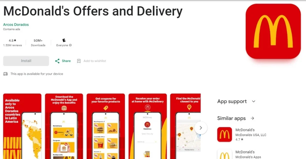 McDonald mobile app
