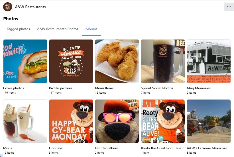 A&W restaurants page on Facebook