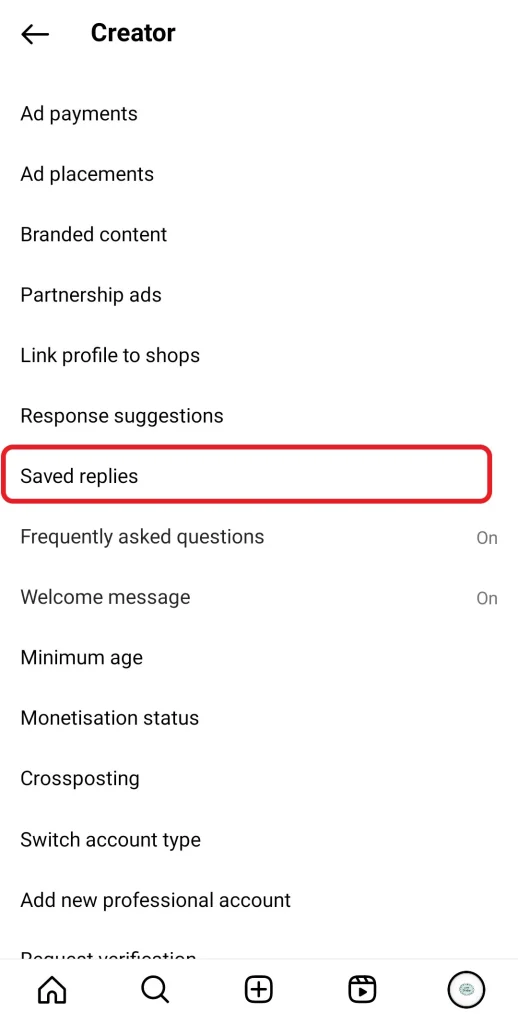 Instagram saved replies